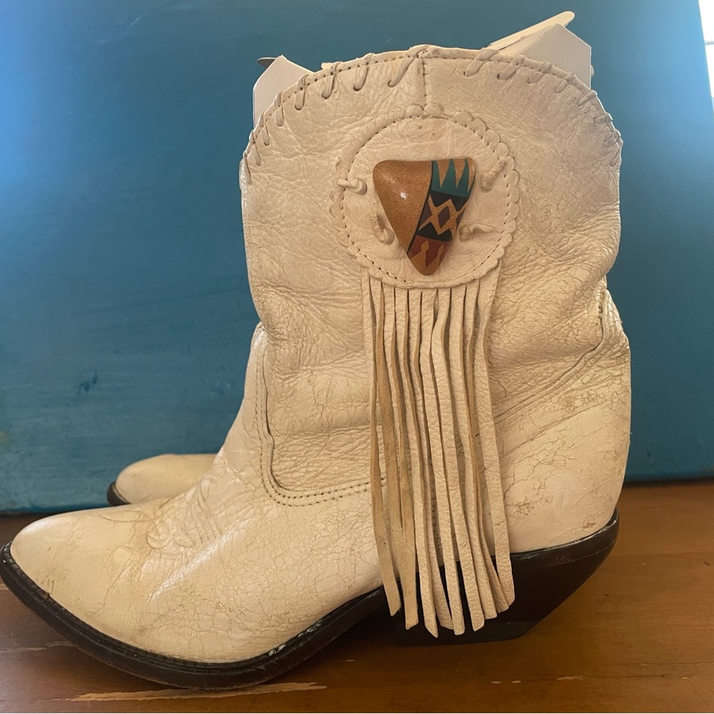White Fringe Western Boots
